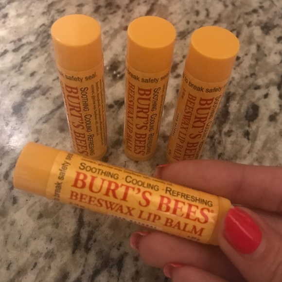 NWT FOUR of BURT’S BEES beeswax lip balm (sealed) - Picture 1 of 3